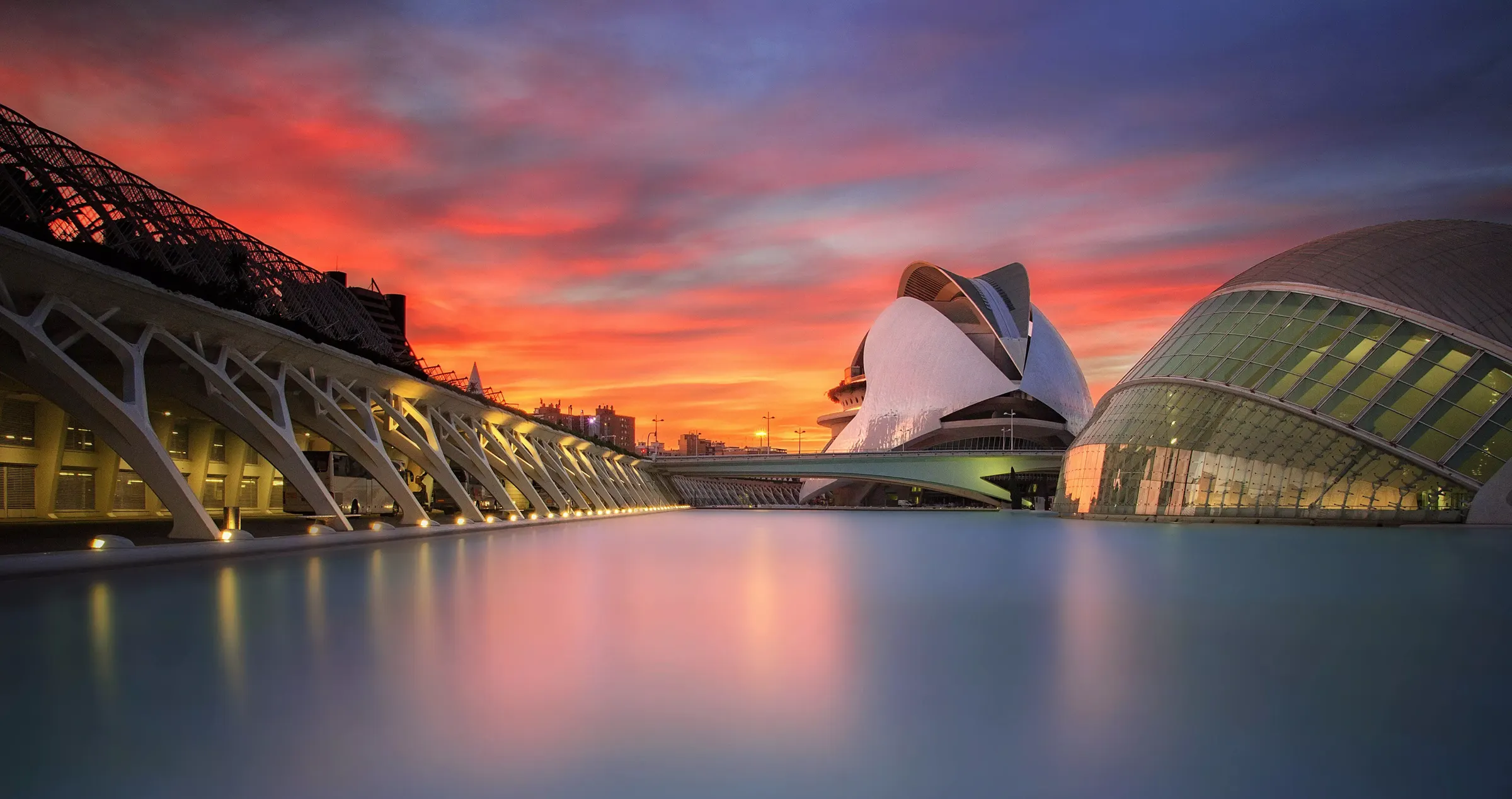 Valencia rooftops and skyline at golden hour